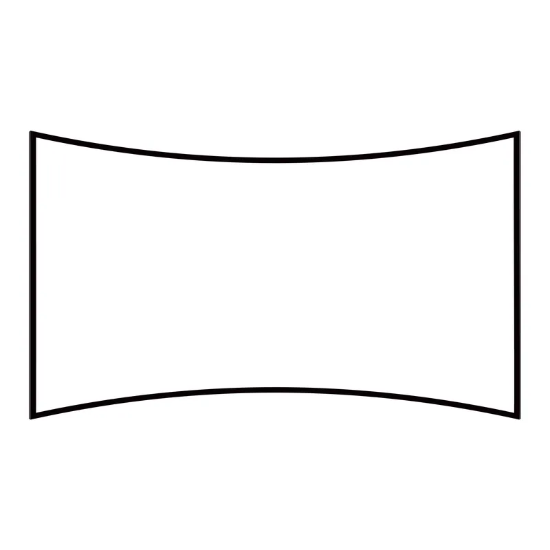 Large Curved Fixed Frame Projection Screen blank front view on a white background
