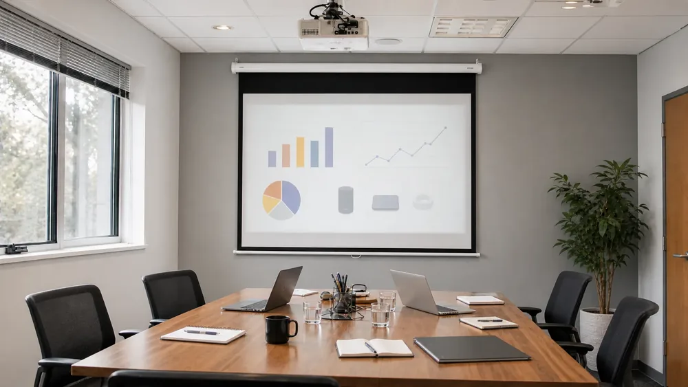 Standard electric screen in a meeting room