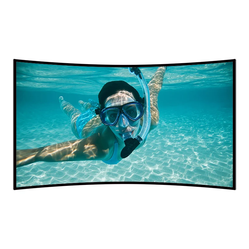 Large Curved Fixed Frame Projection Screen front view with underwater image
