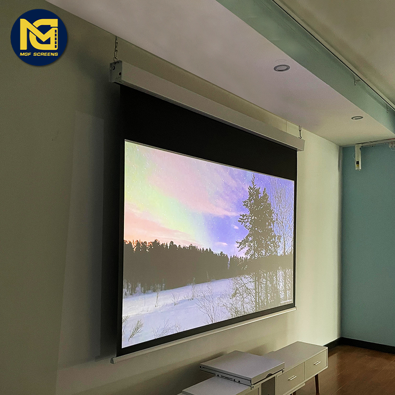 Square Low-Voltage Electric Projection Screen casing side detail