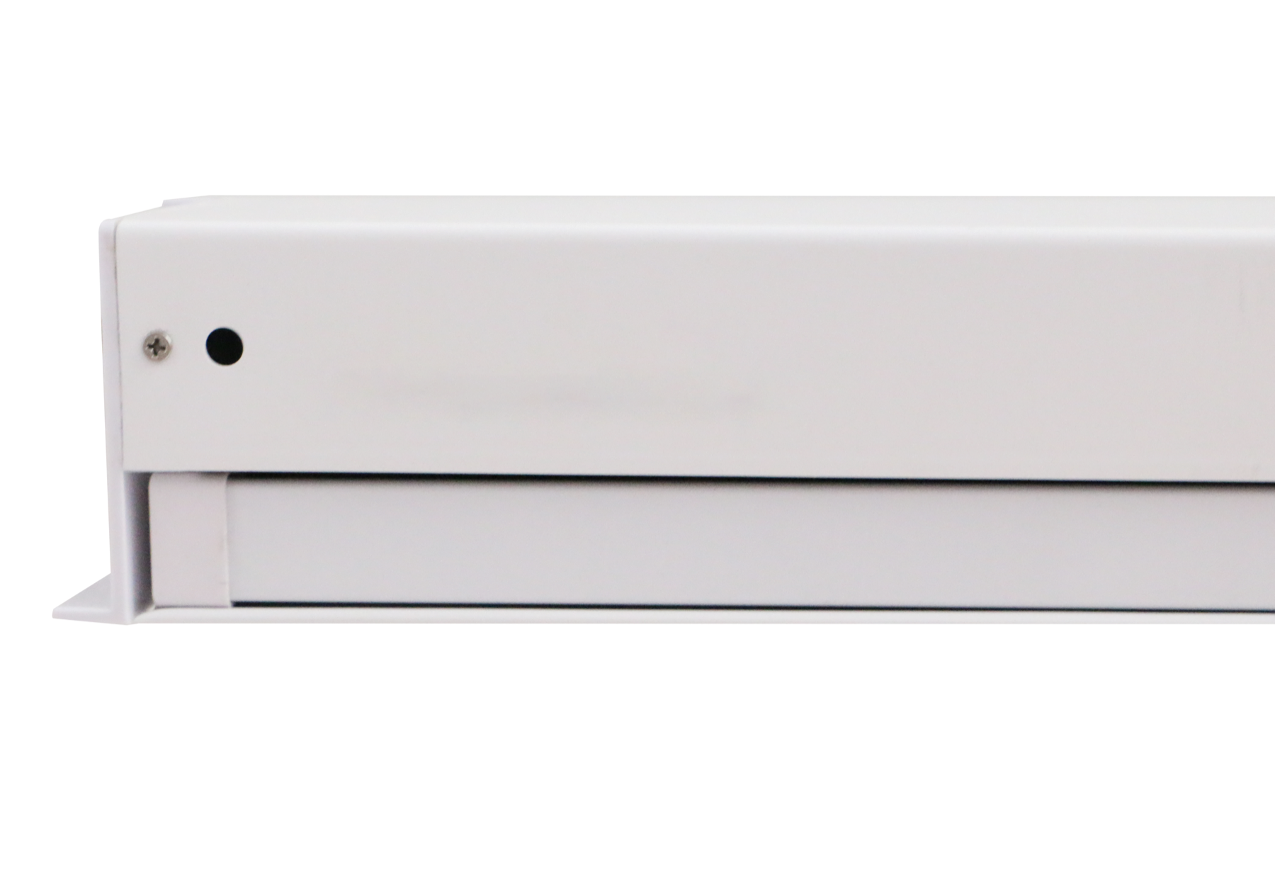 Square Low-Voltage Tab-tension Electric Projection Screen retracted detail
