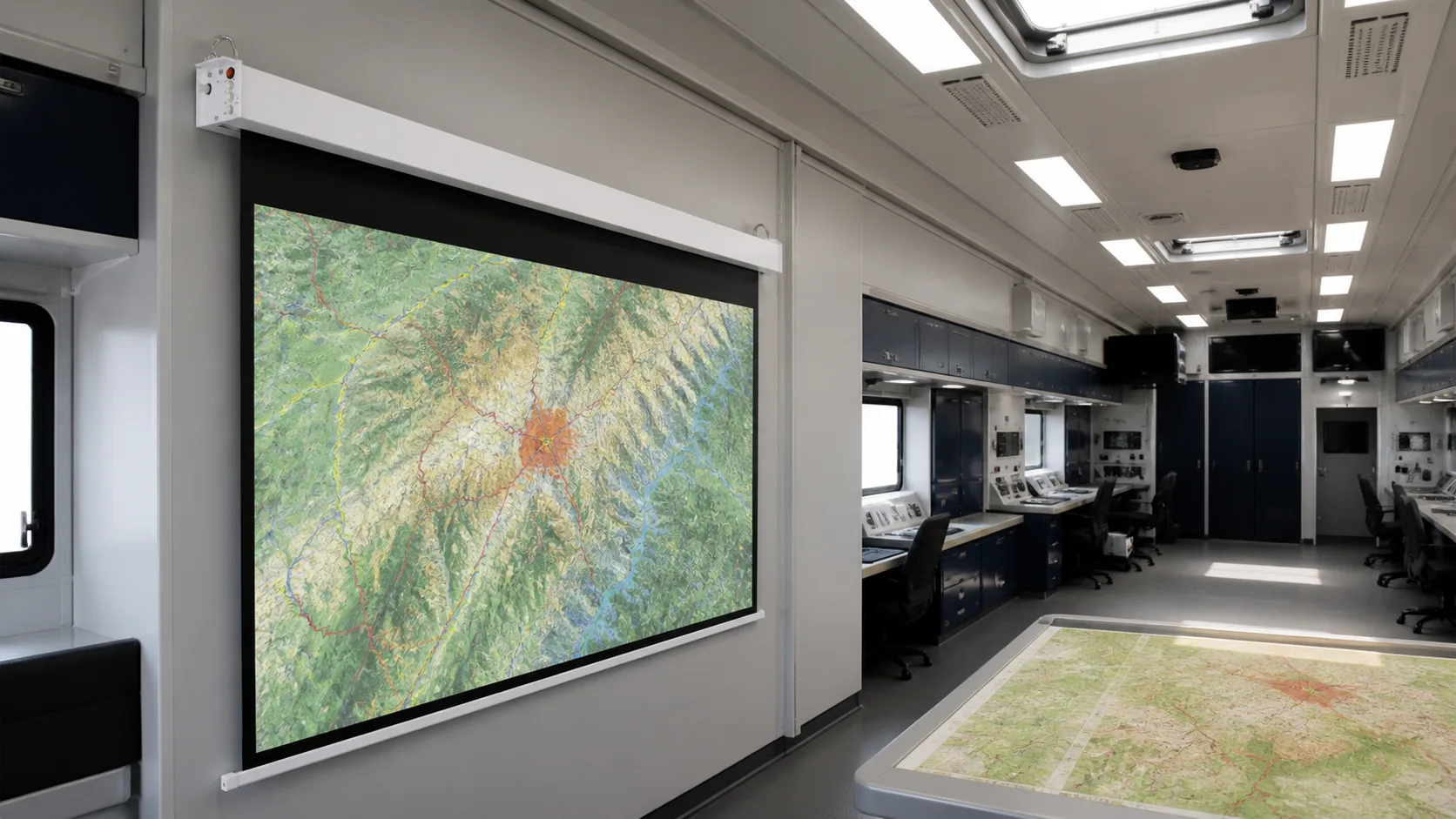 Mobile Emergency Command Vehicle with Square Low-Voltage Electric Projection Screen