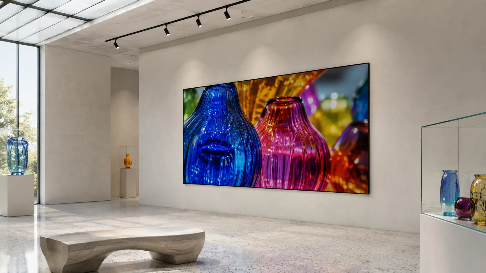 Contemporary Digital Art Gallery with Ultra Narrow Bezel Fixed Frame Projection Screen