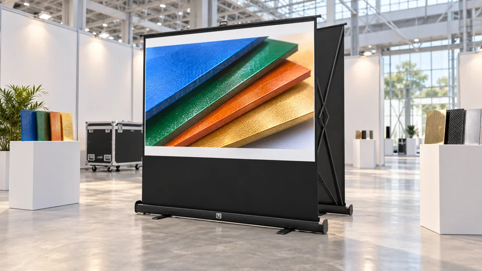 Pop-up Product Demonstrations with a manual floor pull-up screen