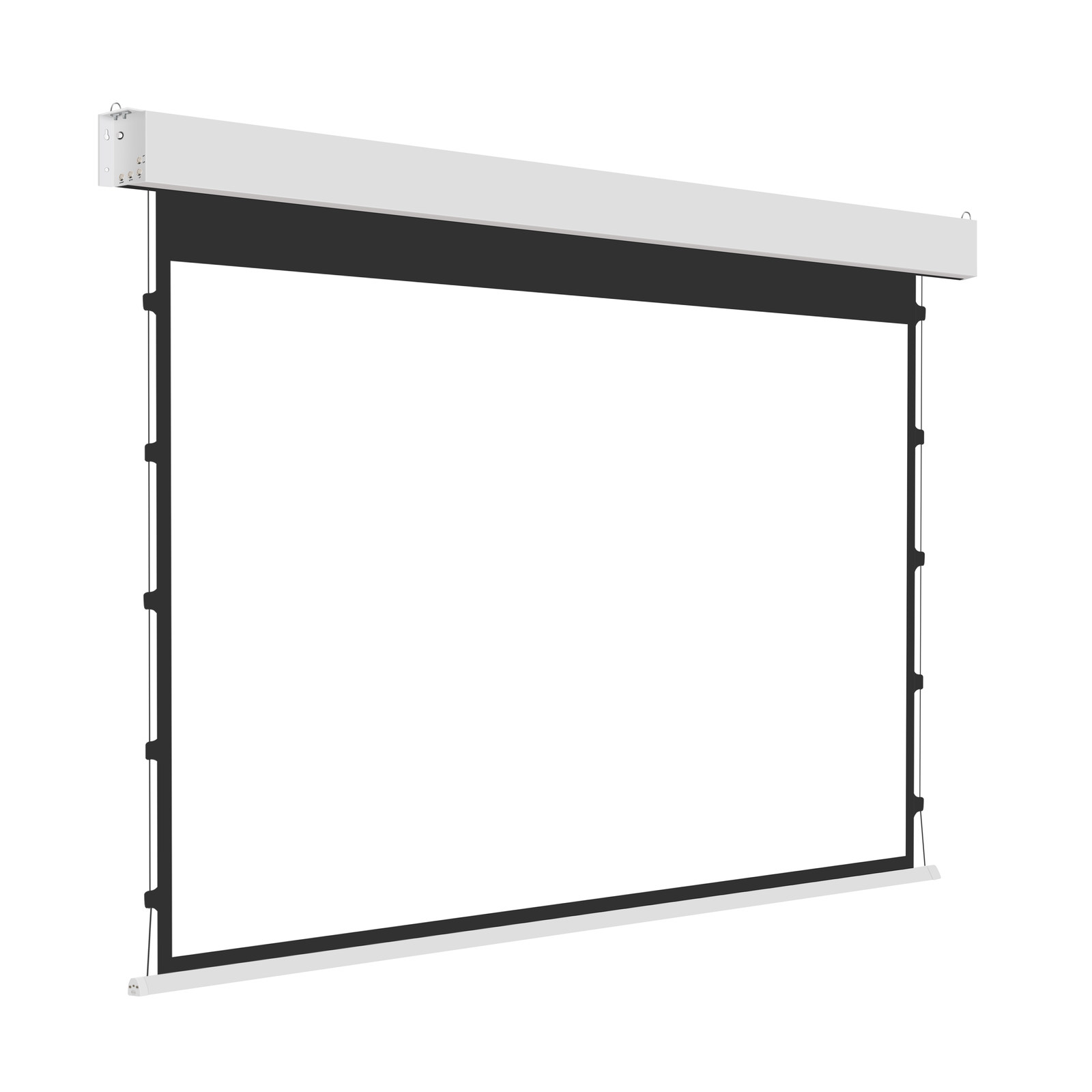 Left-Side Housing View of Square Low-Voltage Tab-tension Electric Projection Screen