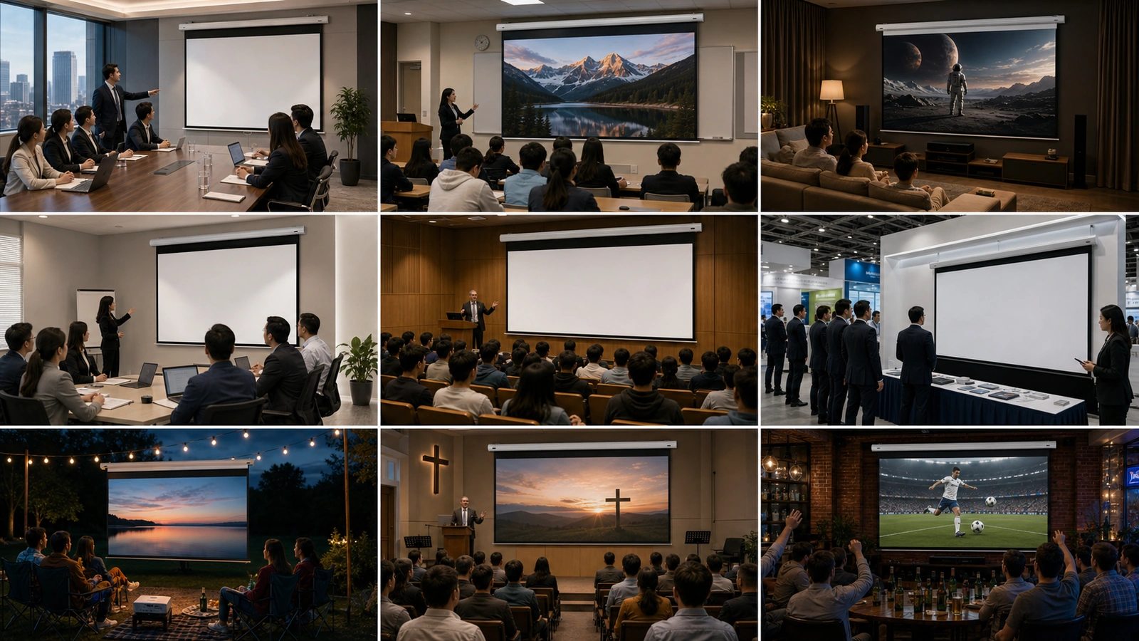 Square Aluminum Casing Electric Projection Screen application scene