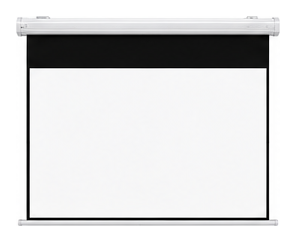 Square aluminum casing electric projection screen front view