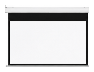 Standard electric projection screen front view on white background