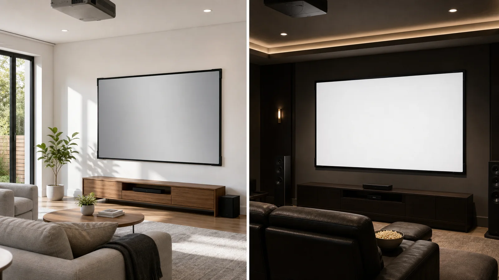 ALR and matte white projection surfaces compared in one room