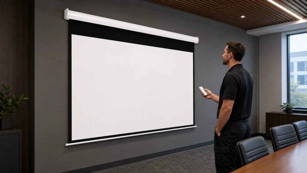 Projection screen testing and commissioning in the MGF factory