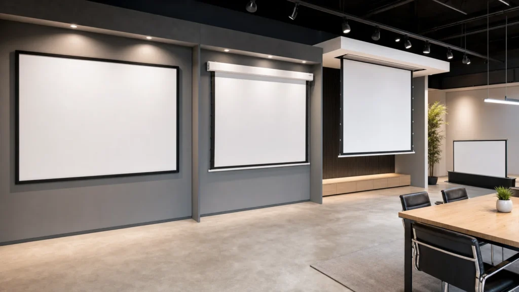 Projection screen installation methods in different AV rooms