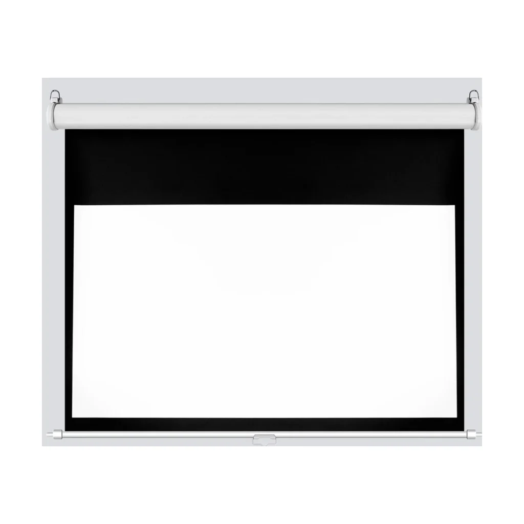 Classic manual self-lock projection screen on a white background