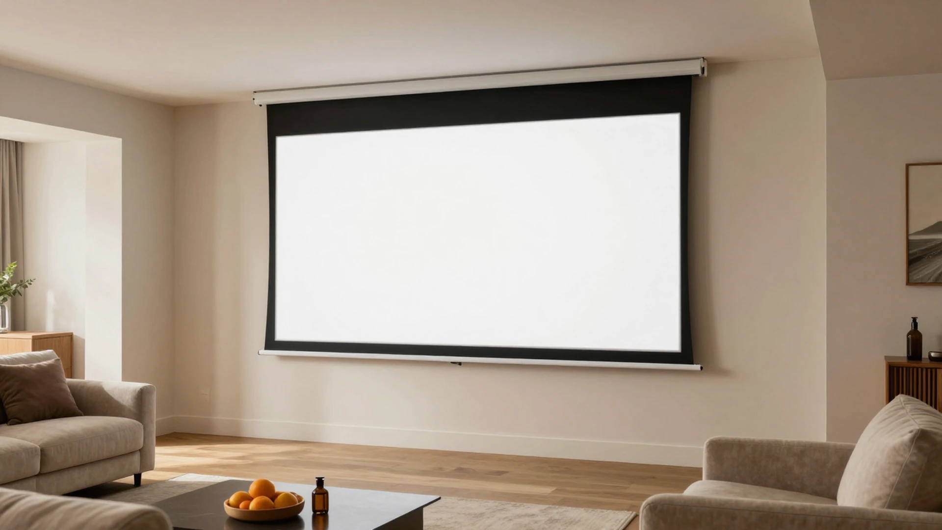 hexagonal-manual-self-lock-projection-screen-home-basement-family-room-scene-1920x1080