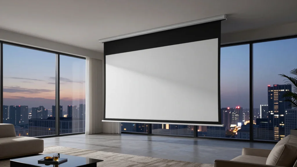 in-ceiling-electric-projection-screen-penthouse-rooftop-lounge-scene-1920x1080