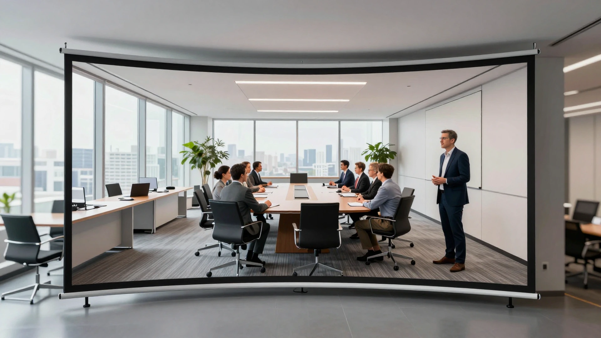 Business meeting room presentation scene