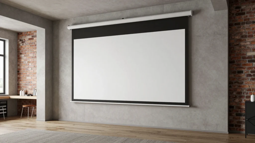premium-aluminum-casing-tab-tension-electric-projection-screen-designer-loft-exposed-mount-scene-1920x1080