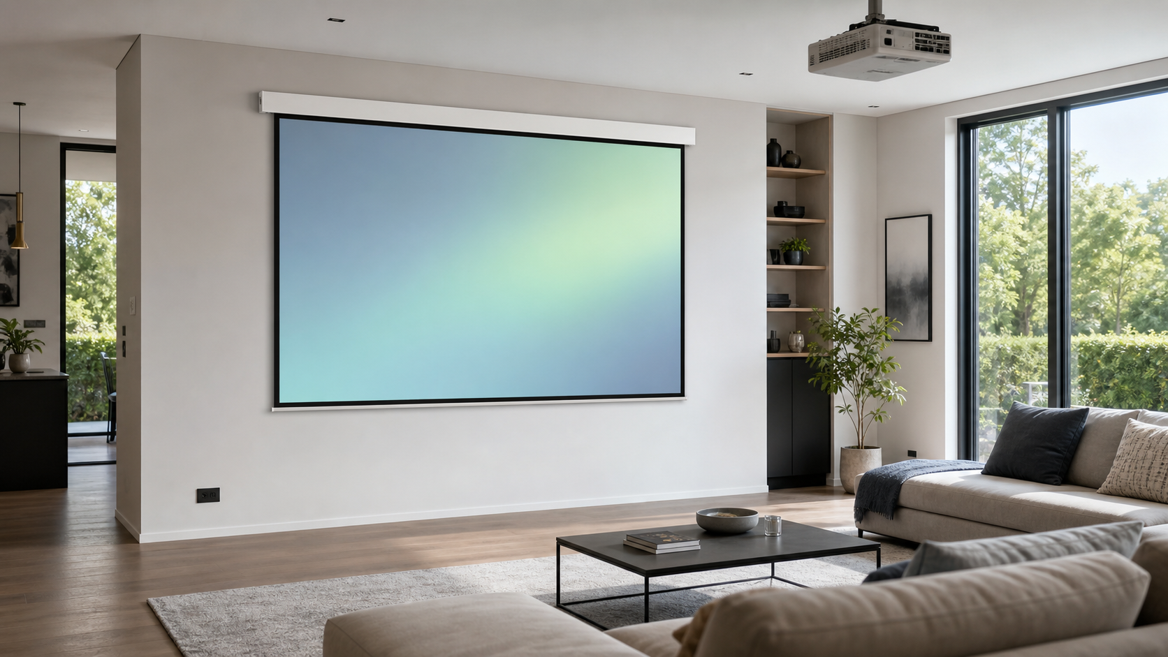 MGF application scene: Residential multi-use room for Square Low-Voltage Electric Projection Screen