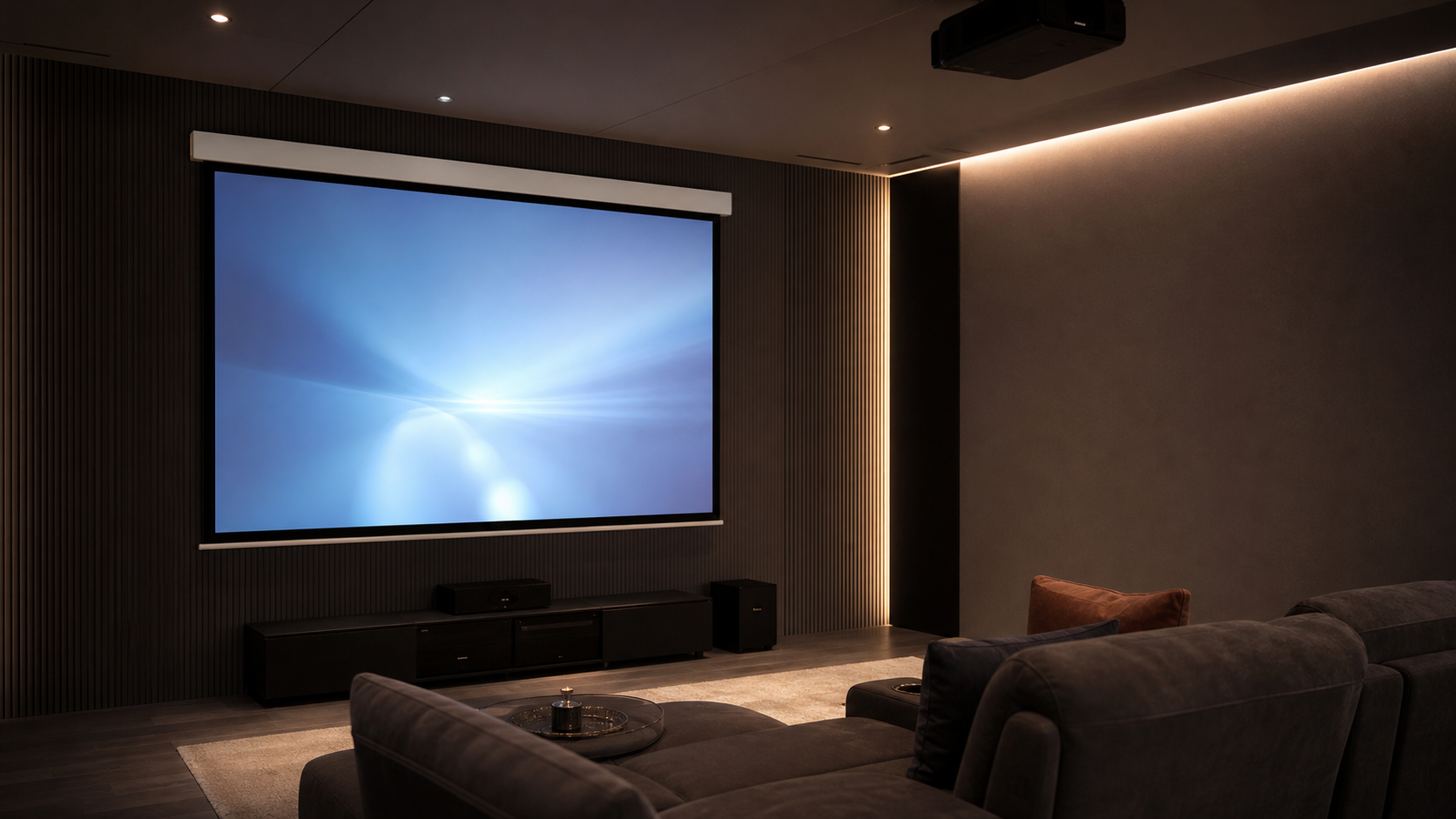 MGF application scene: Home Cinema for Square Low-Voltage Electric Projection Screen