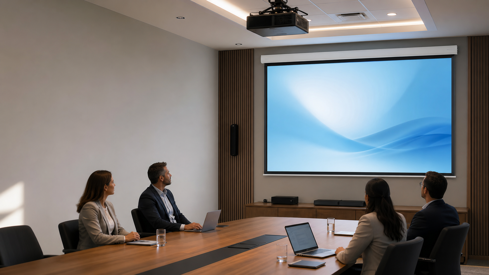 MGF application scene: Meeting Rooms for Square Low-Voltage Electric Projection Screen