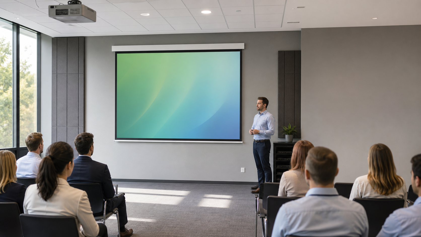 MGF application scene: Training Rooms for Square Low-Voltage Tab-tension Electric Projection Screen