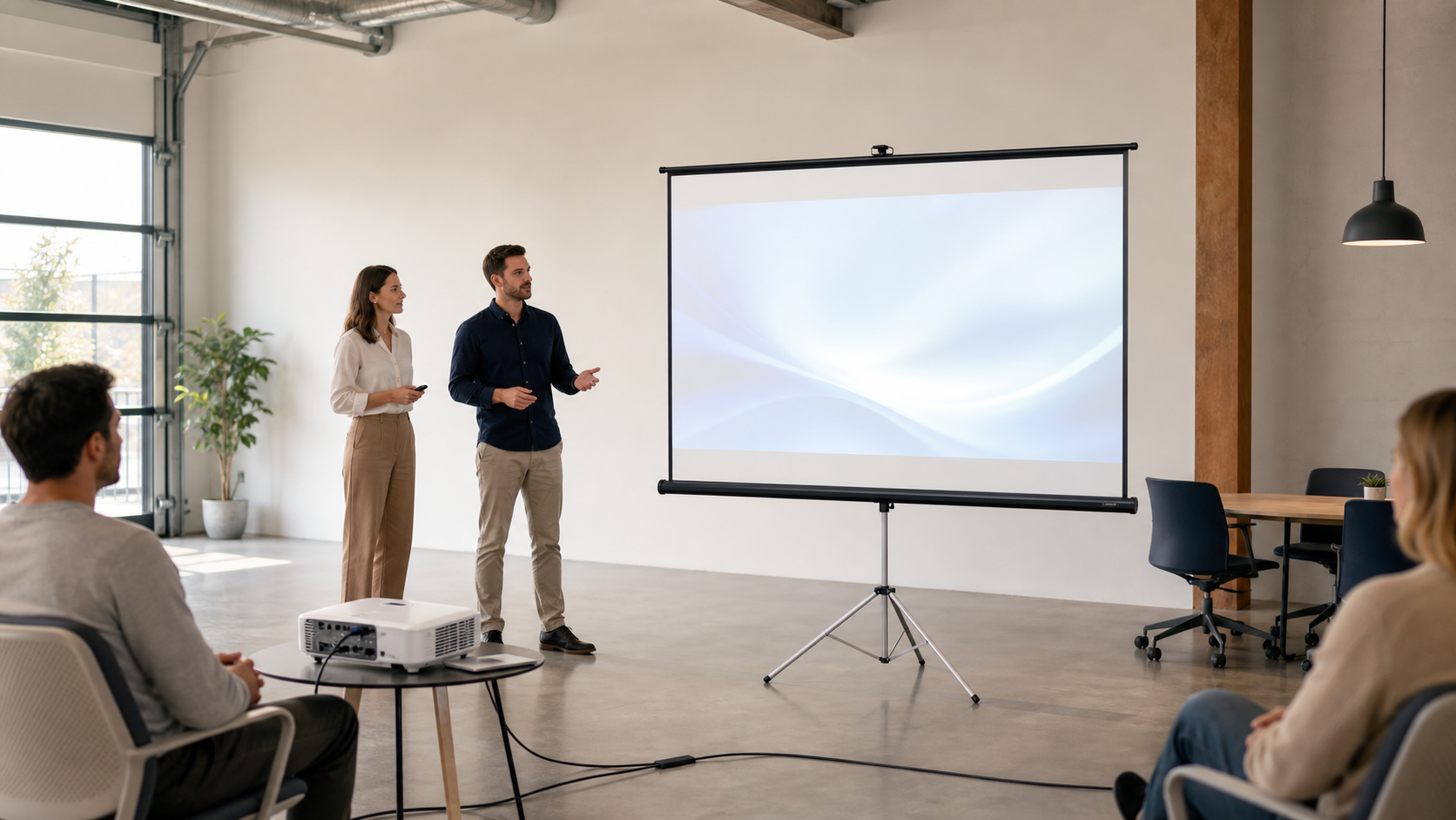 MGF application scene: Temporary Sales Demo for Vesta Portable Tripod Screen