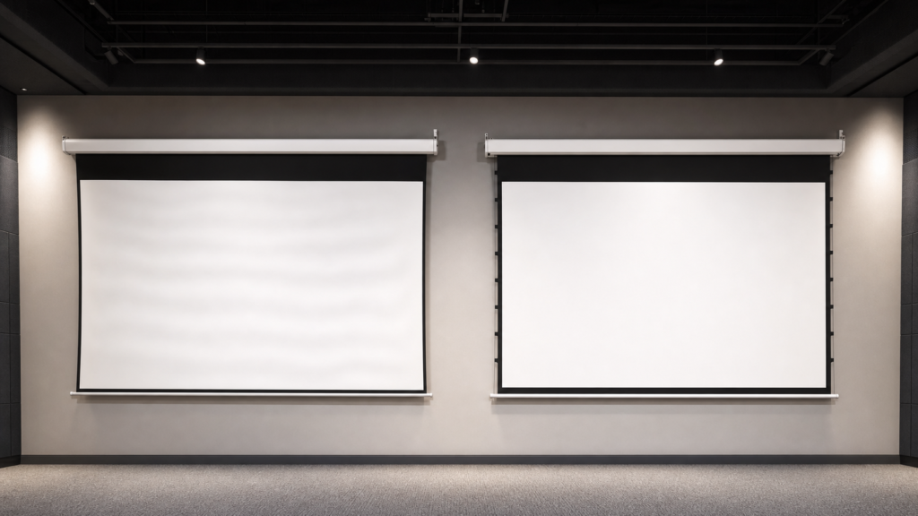 Why Motorized Projection Screens Develop Waves—and How Tab Tension Helps