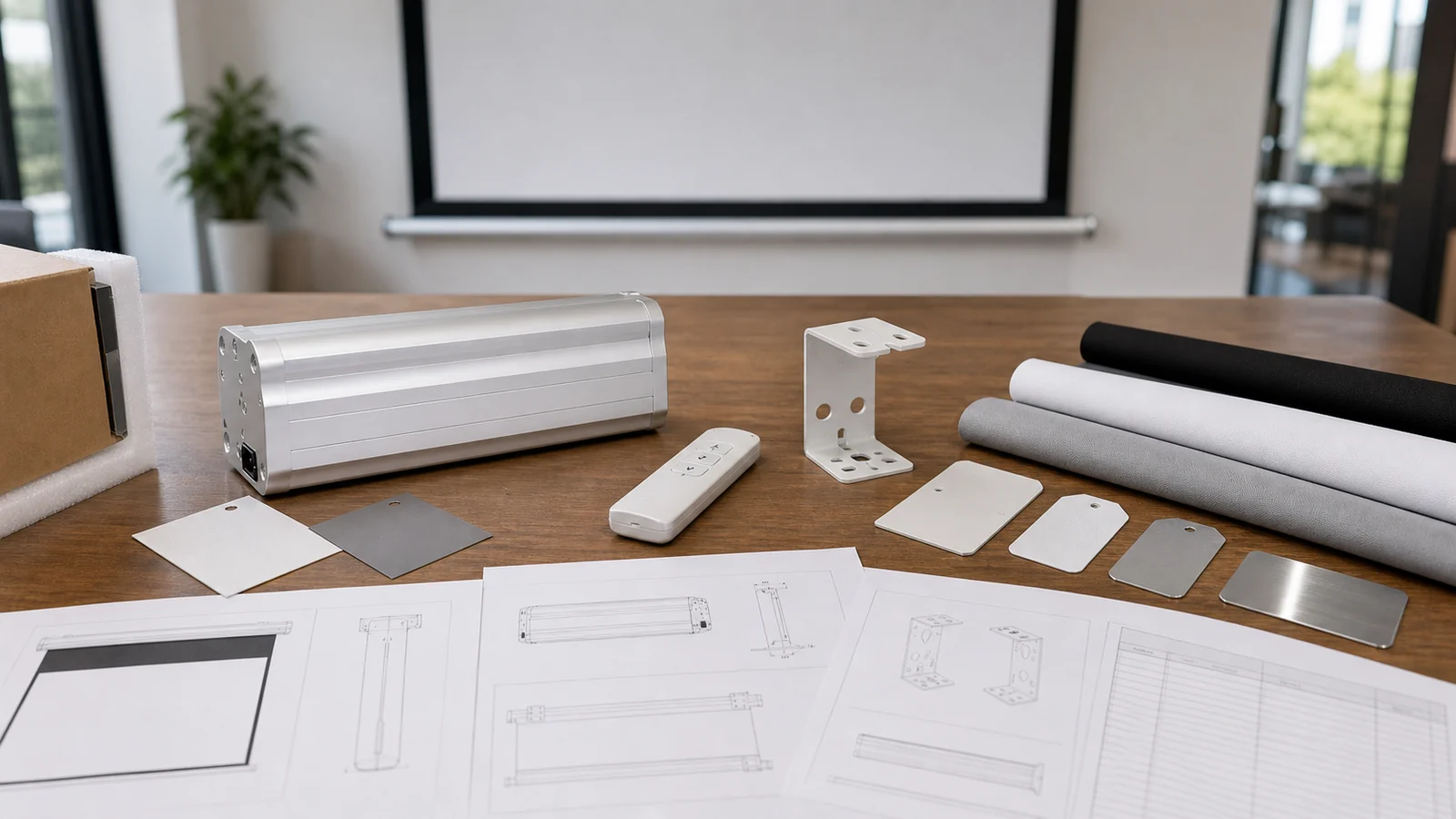 OEM projection screen RFQ fields and configuration details reviewed before quotation