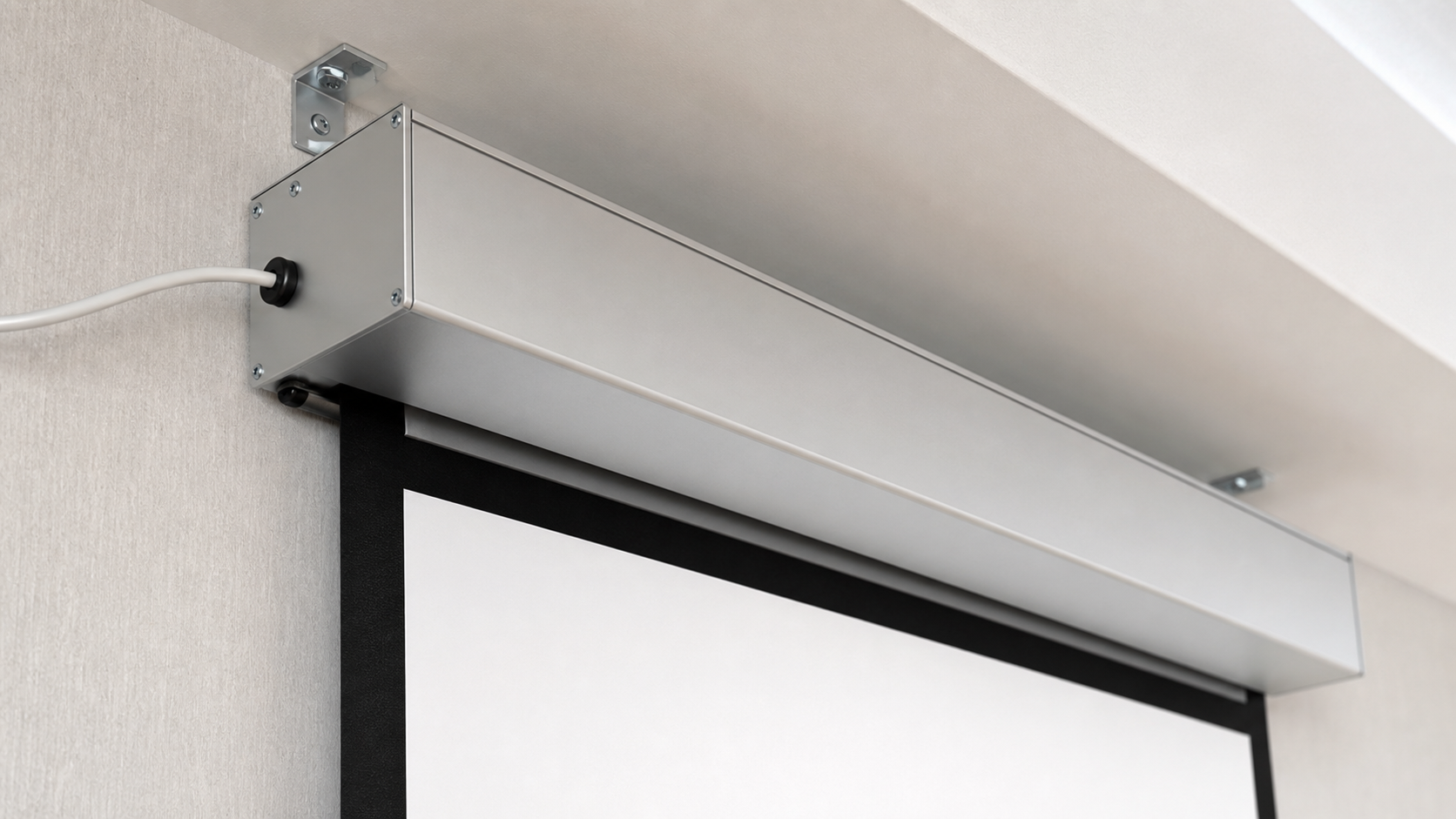 AV control and cable planning for a low-voltage motorized projection screen