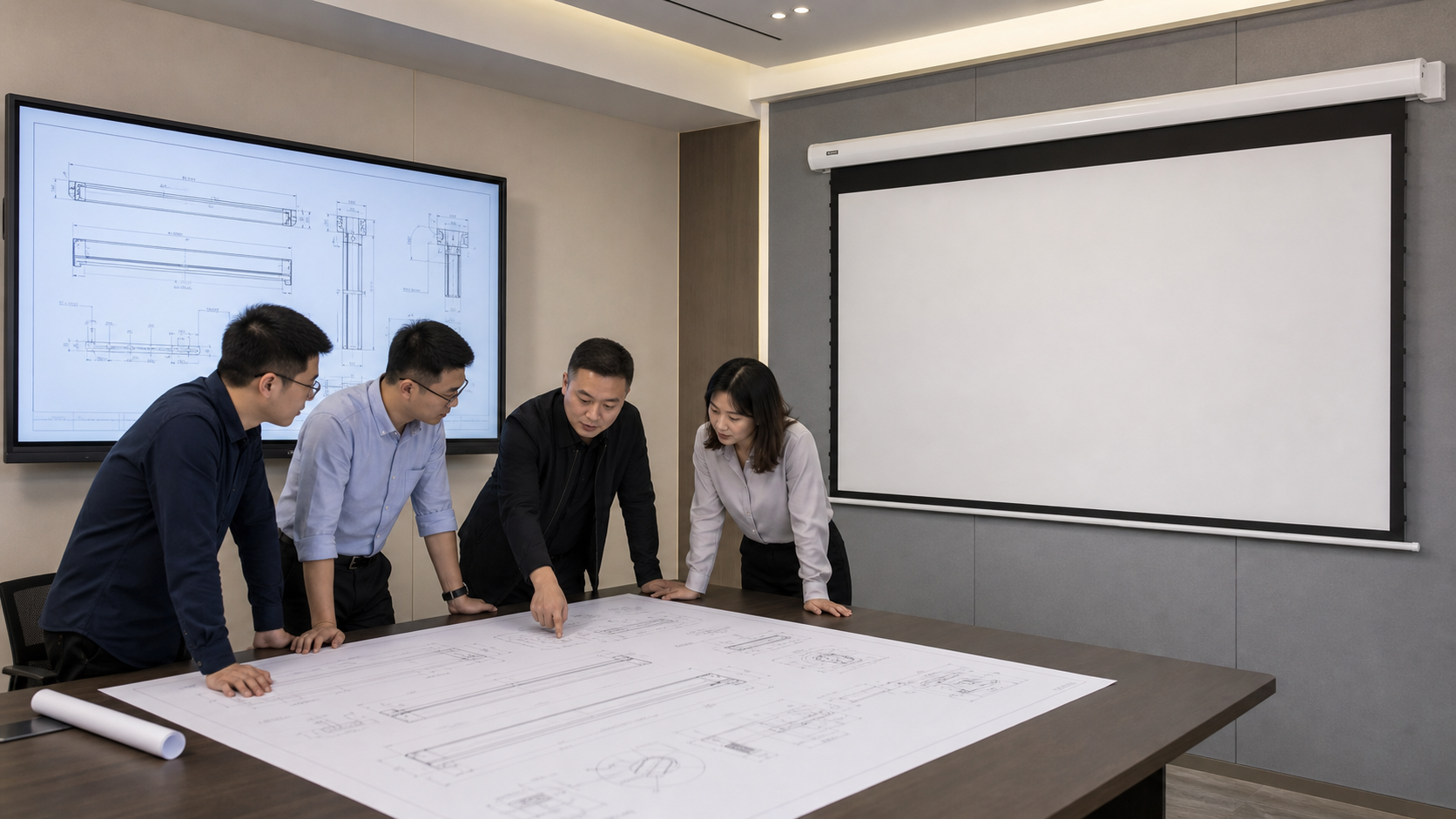 Projection screen model label, drawing revision and document traceability detail