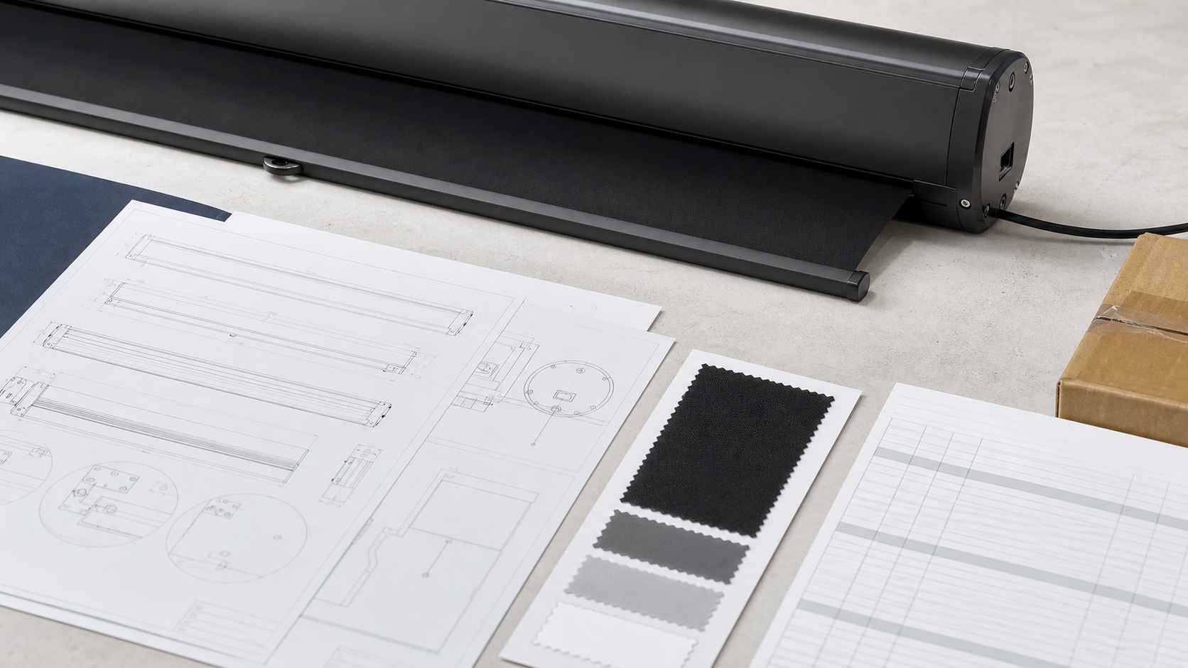 Projection screen shop drawing, revision notes and approval comment log