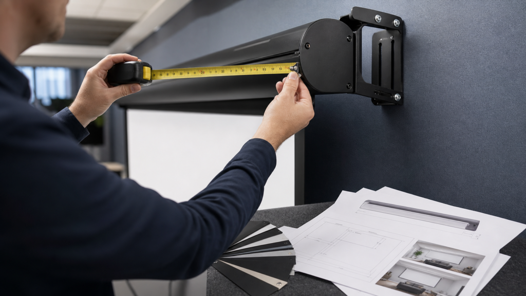 Existing projection screen evaluated for replacement or retrofit in a conference room